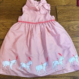 Peach Dress with Horse Print and Bow